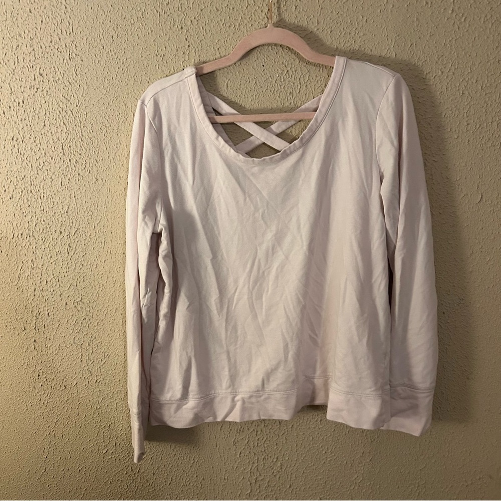 Old Navy Active Pink Lattice Cross Back Workout Shirt Size L Workout Athleisure